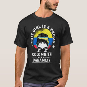 Camiseta Colômbia Bandeira Bahamas Mulheres Adultas Menina