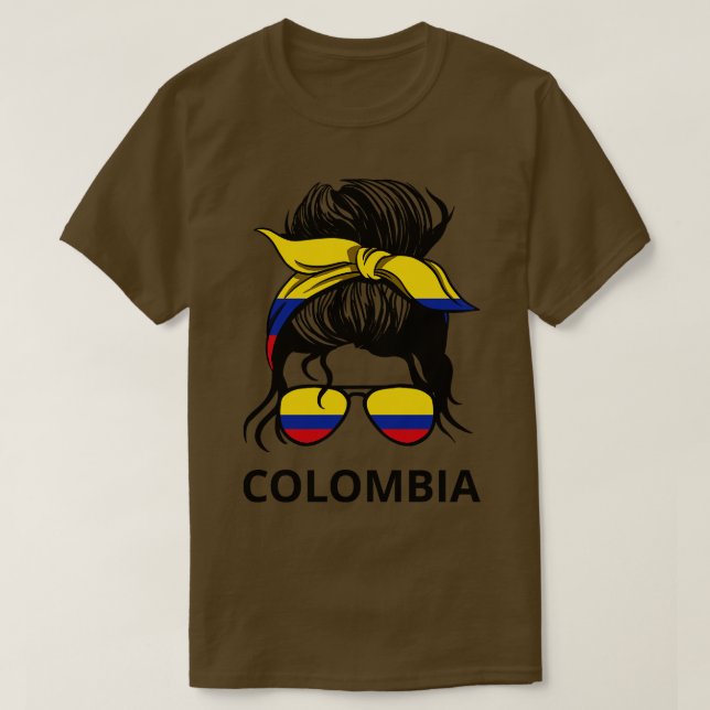 Camiseta Colômbia: Bandeira Colombiana com o Messaging Bun  (Frente do Design)