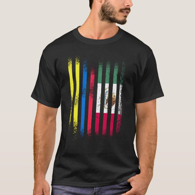 Camiseta Colômbia Bandeira México Cultivou Bandeiras do Paí (Frente)