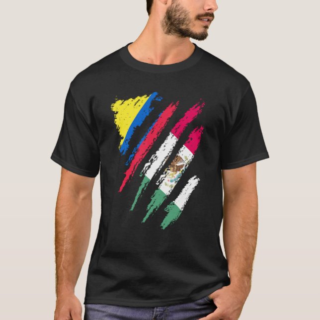 Camiseta Colômbia Bandeira México Cultivou Greve de País Pa (Frente)