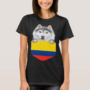 Camiseta Colômbia Bandeira Siberiana Cachorro-Pocket