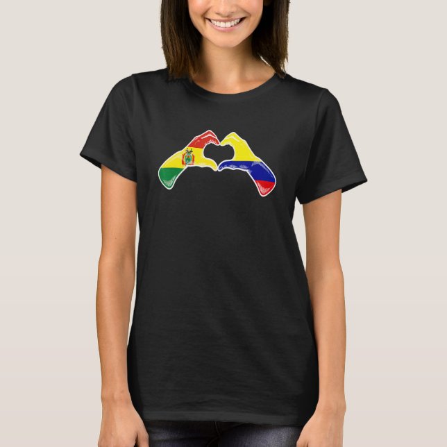 Camiseta Colombia Bolivia Flag Colombian Bolivian Heart (Frente)