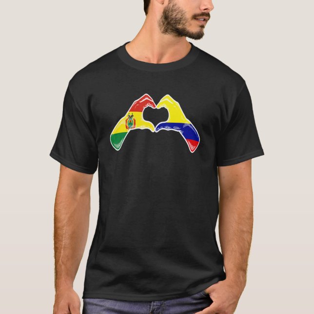 Camiseta Colombia Bolivia Flag Colombian Bolivian Heart (Frente)