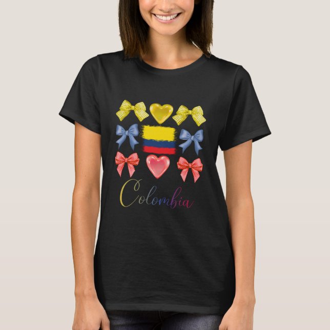 Camiseta Colombia Bow Colombian Flag Souvenir Hispanic Heri (Frente)