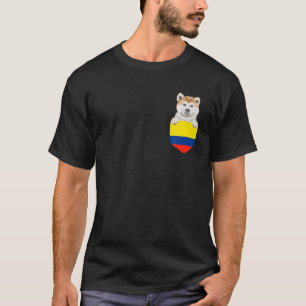 Camiseta Colômbia Flag Akita Dog Em Pocket