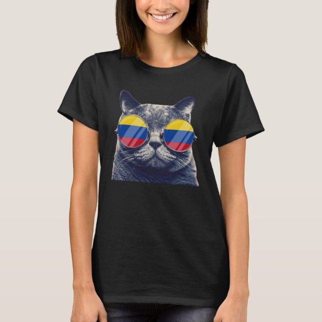 Camiseta Colombia Flag  Colombian Pride Cat Men Women Kids (Frente)