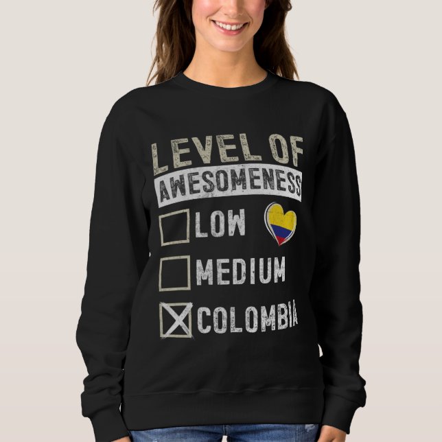 Camiseta Colombia Flag Colombians Level Of Awesomeness (Frente)