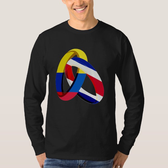 Camiseta Colombia Flag Costa Rica Grown Ring Marriage Weddi (Frente)