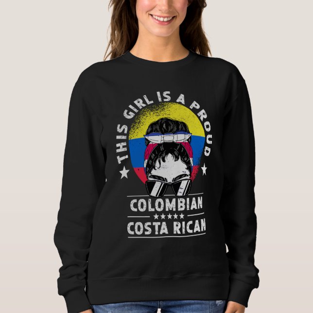Camiseta Colombia Flag Costa Rica Grown Women Girl Citizen  (Frente)