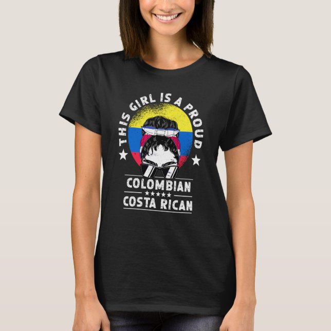 Camiseta Colombia Flag Costa Rica Grown Women Girl Citizen  (Frente)