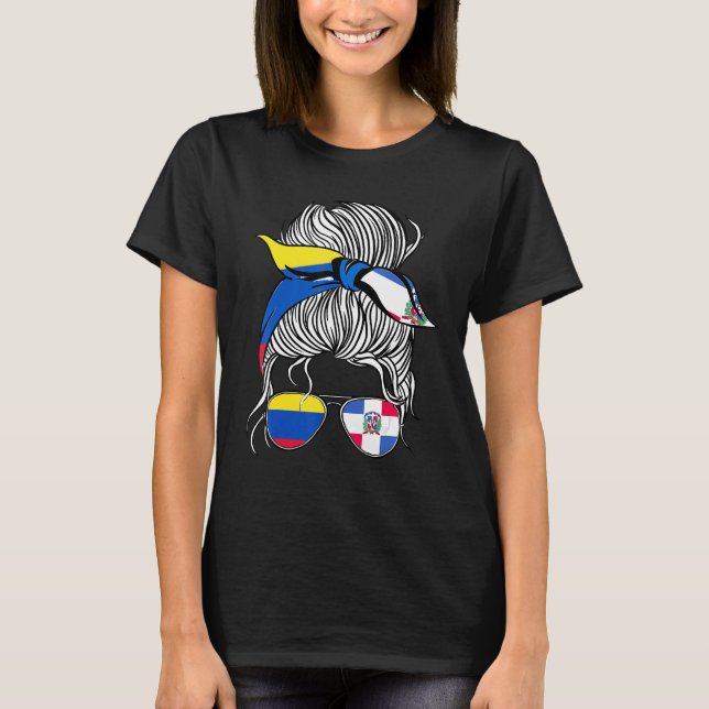 Camiseta Colombia Flag Dominican Grown Women Girl Country (Frente)