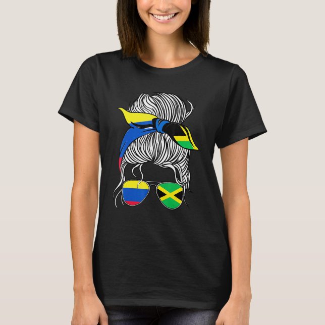 Camiseta Colombia Flag Jamaica Grown Women Girl Country (Frente)