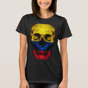 Camiseta Colômbia Flag Skull Colombiana Roots Proud Patriot