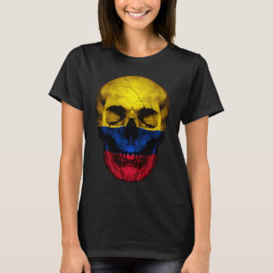 Camiseta Colômbia Flag Skull Colombiana Roots Proud Patriot