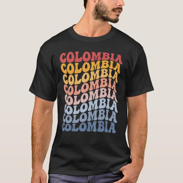Camiseta Colômbia Groovy Retro Colombiano (Frente)