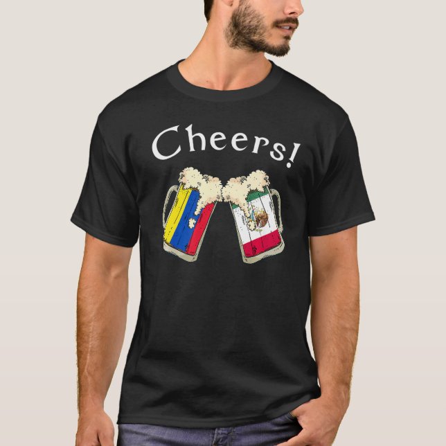 Camiseta Colombia Mexico Flag Cheers Beer Grown Patriot Cou (Frente)