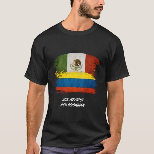 Camiseta Colômbia, México, mistura, bandeira, orgulho, cami (Frente)