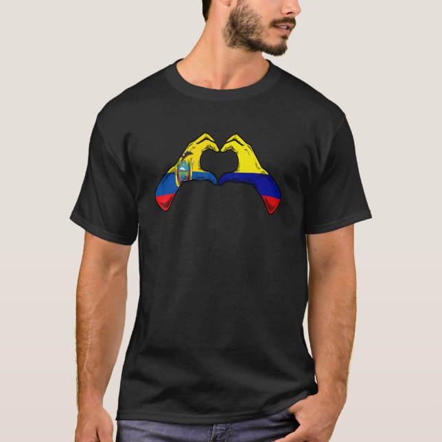 Camiseta Colômbia Sinalizador do Equador Coração Colombiano (Frente)
