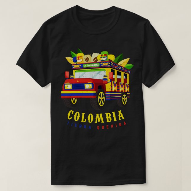 Camiseta Colombia Tierra Querida Chiva Colombiana (Frente do Design)