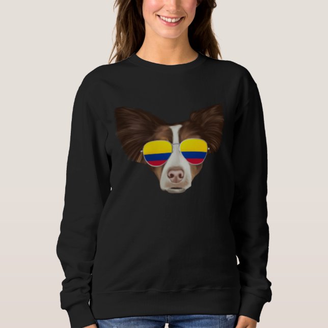 Camiseta Colombian Flag Collie Dog Colombia Pocket (Frente)