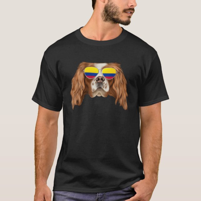 Camiseta Colombian Flag English Toy Spaniel Dog Colombia Po (Frente)