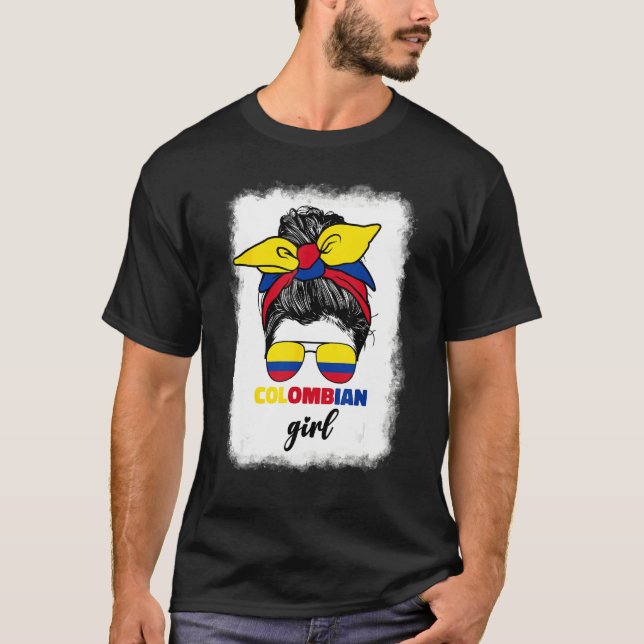Camiseta Colombiana Colombia Flag Cute Colombian Girl For W (Frente)