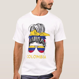 Camiseta Colombiana Menina Mensageira Óculos de sol Colômbi