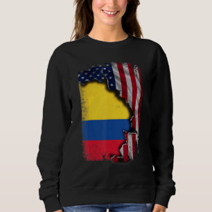 Camiseta Colombiano RAÍZES Metade Bandeira Americana Patrió