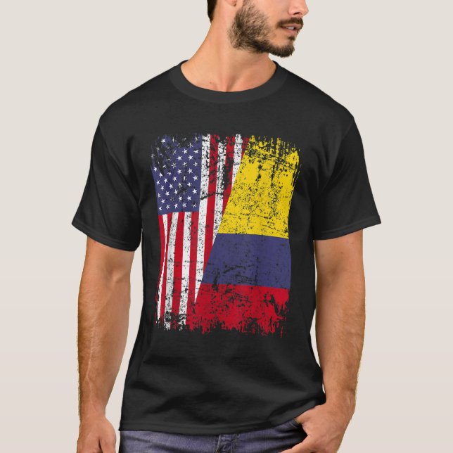 Camiseta COLOMBIANO ROOTS Half American Flag COLOMBIA (Frente)