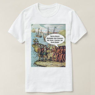 Camiseta Colombo Chega às Américas Engraçado Anti Trump