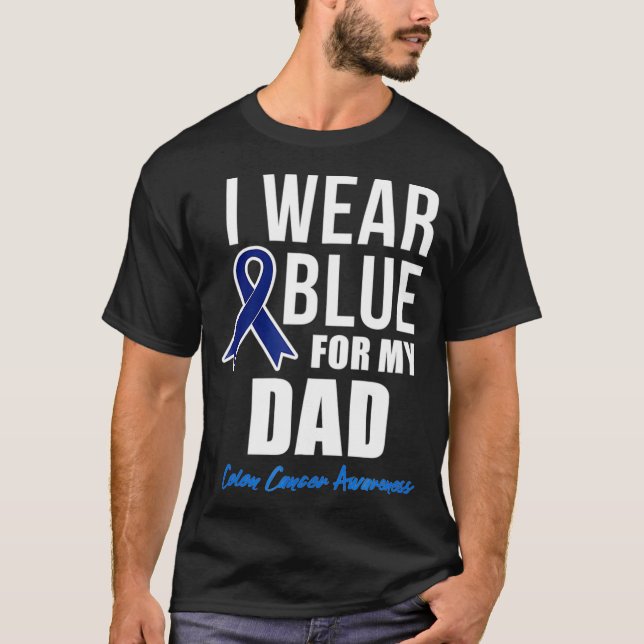 Camiseta Colon Cancer eu Visto Azul para o meu Pai Mulheres (Frente)
