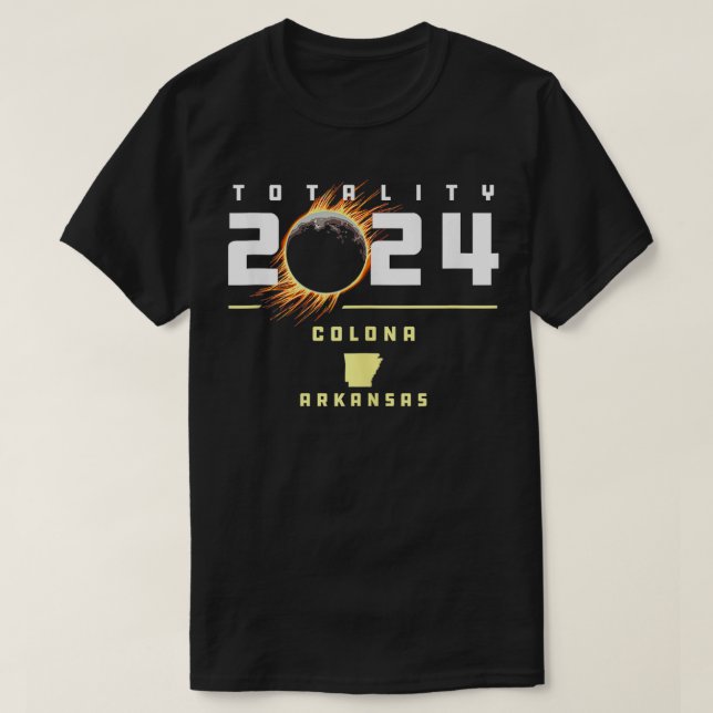 Camiseta Colona Arkansas 2024 Eclipse Solar Total (Frente do Design)