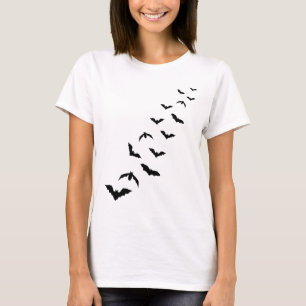 Camiseta Colônia De Silhuetas De Morcegos Voadores Pretos N