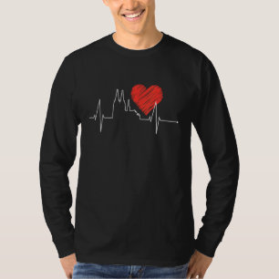 Camiseta Colônia Skyline Heartbeat Alemanha Kln Cologne Cat