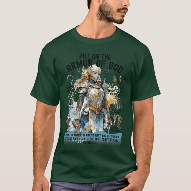 Camiseta Coloque a Armadura Completa de DeusEscudo Efésios  (Frente)