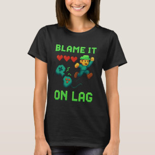 Camiseta Coloque a Culpa no Lag Funny Gamer Arte Pixel Retr