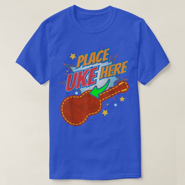 Camiseta Coloque Aqui No Instrumento De Guitarra Ukulele Pl (Frente do Design)