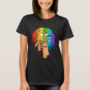 Camiseta Coloque as mãos de Lábios do Arco-Íris Não julgue 