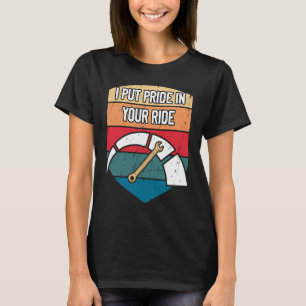 Camiseta Coloque o orgulho no carro mecânico de condução Re
