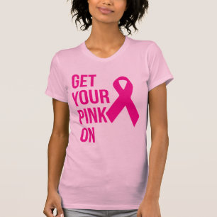 Camiseta Coloque o rosa - Fita de Consciência do Cancer