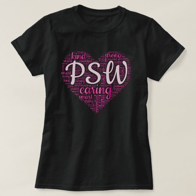 Camiseta Coloque o trabalhador de suporte pessoal rosa (Frente do Design)
