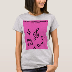 CAMISETA COLOQUE SEUS PENSAMENTOS & SENTIMENTOS NA MÚSICA