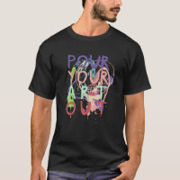 Coloque Sua Tinta Acrílica Despejando Artista Gráf