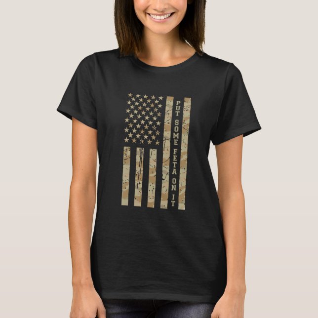 Camiseta Coloque Um Pouco de Feta Nele Comida Grega Deserto (Frente)