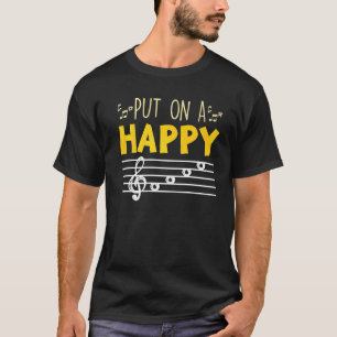 Camiseta Coloque Uma Música Instrumental De Rosto Feliz