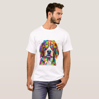 Camiseta Color Splash Cachorro Legal Com Óculos de Sol Pop