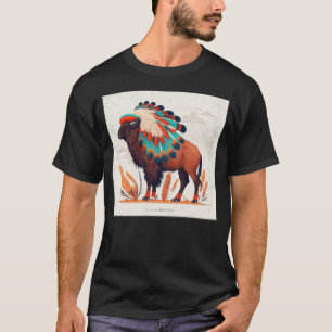 Camiseta Coloração Americana de Buffalo Aztec Bison Men 1