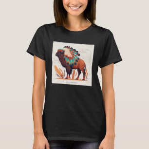 Camiseta Coloração Americana de Buffalo Aztec Bison Men 1