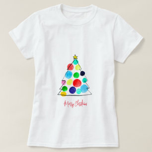 Camiseta Coloração aquosa da árvore de Natal colorida