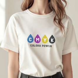 Camiseta Coloração CMYK Colorida Lingotes de Tinta Mulheres